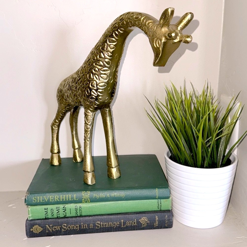 Vintage Gold Brass Giraffe Figurine Mid Century